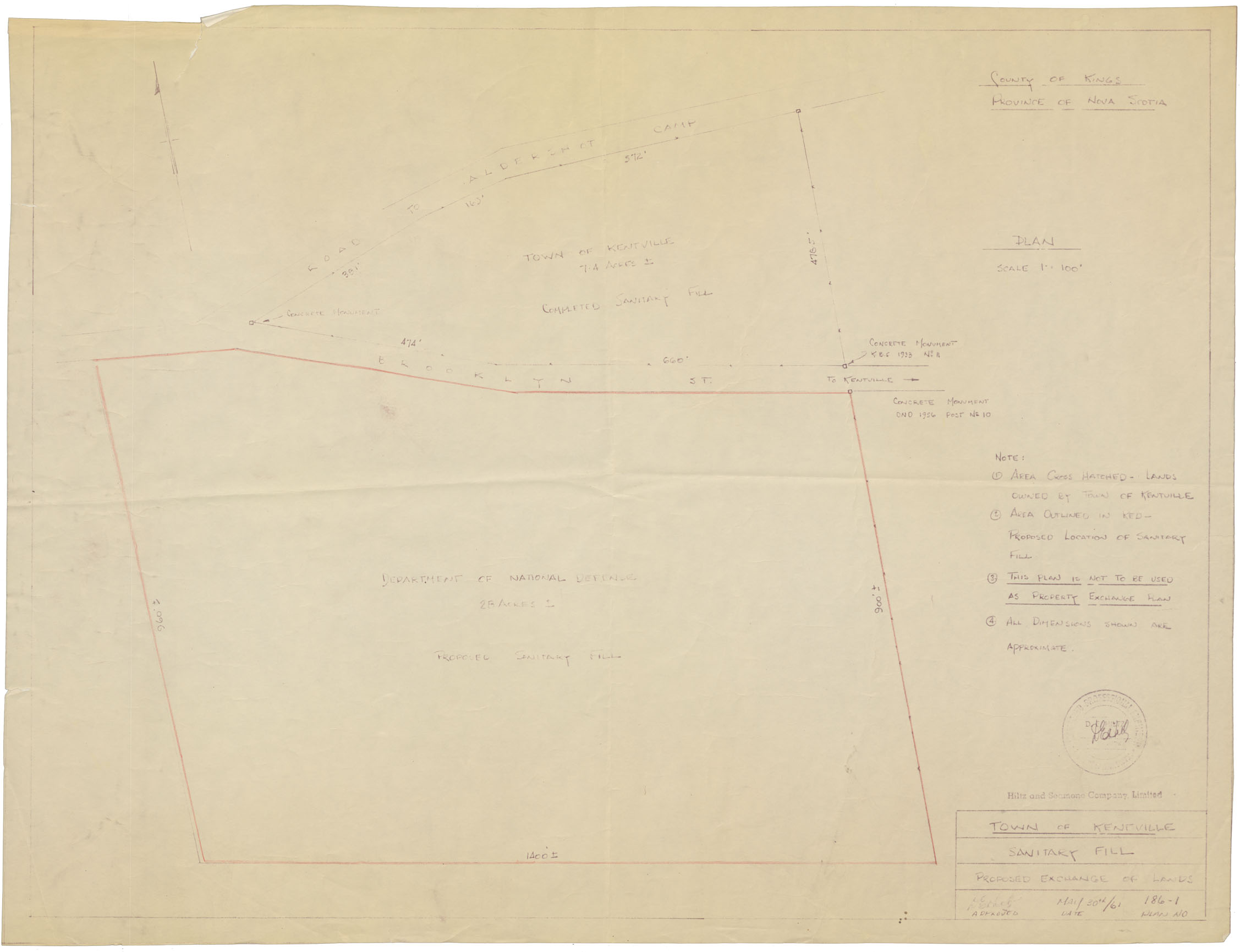 maps : Town of Kentville Sanitary Fill Proposed Exchange of Land