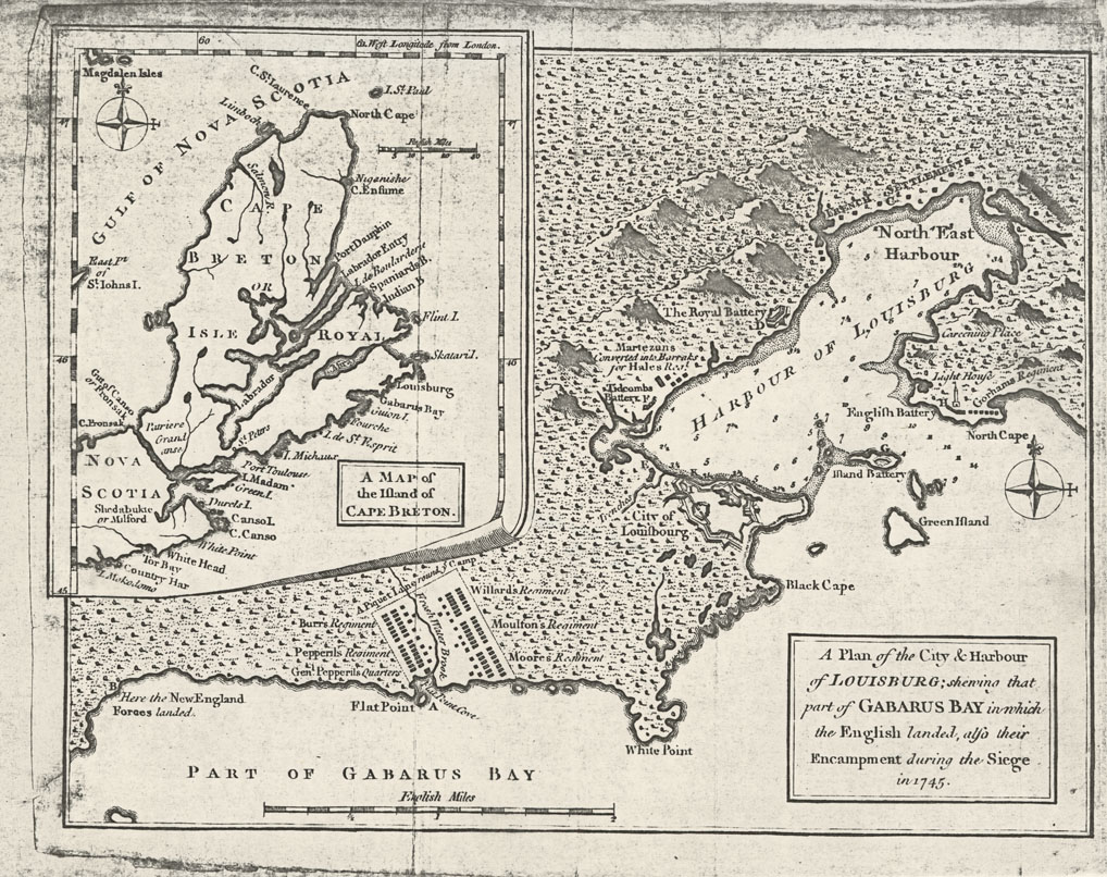 maps : A Plan of the City and Harbour of Louisburg showing that part of Gabarus Bay in which the English landed, also their Encampment during seige