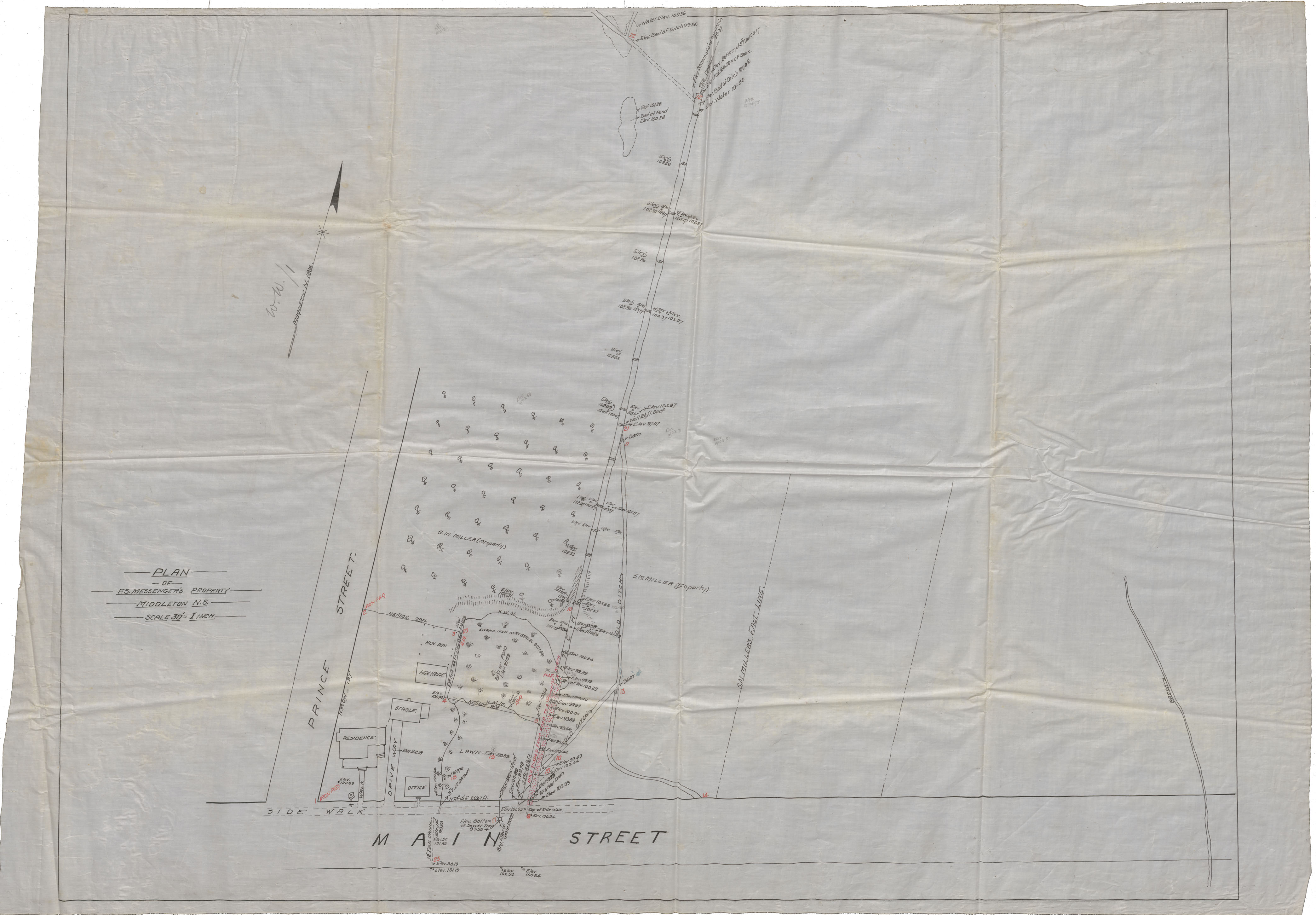 maps : Plan of F.S.Messengers Property Middleton, N.S.  Located on Main Street, Middleton