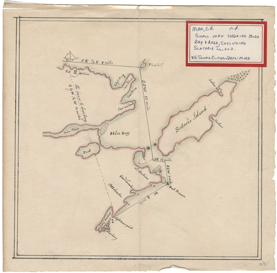 maps : Mira, C.B. small map showing Mira Bay and area including Scatarie Island