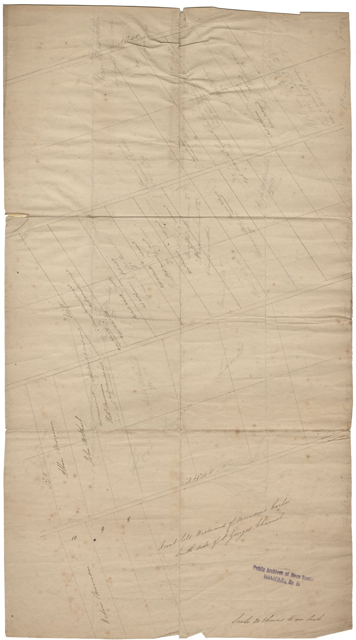 maps : Cape Breton Front lots westward Morrisons Harbour.  South side of St.Georges Channel c1815