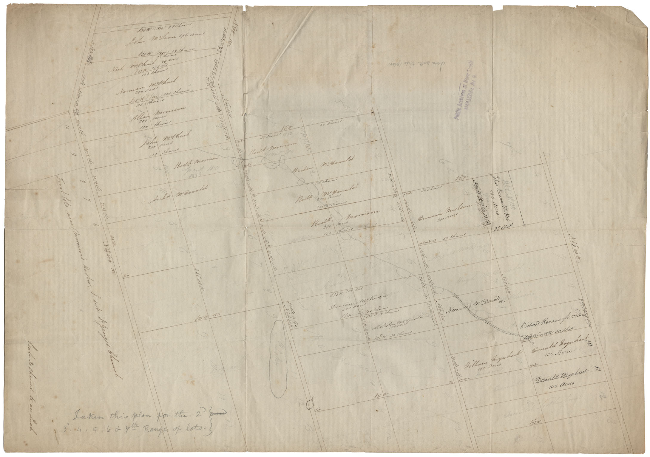 maps : Cape Breton Front lots westward Morrisons Harbour.  South side of St.Georges Channel c1831
