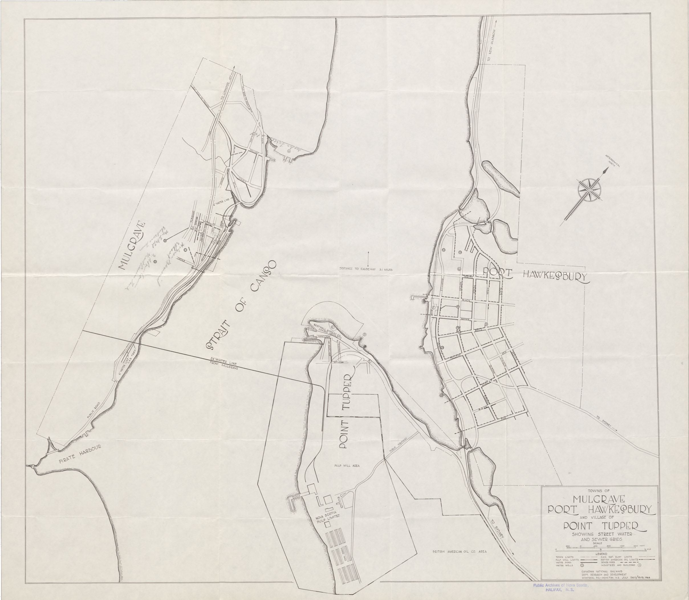 maps : Mulgrave Towns of Mulgrave, Port Hawkesbury and the Village of Point Tupper showing street, water & sewer grids