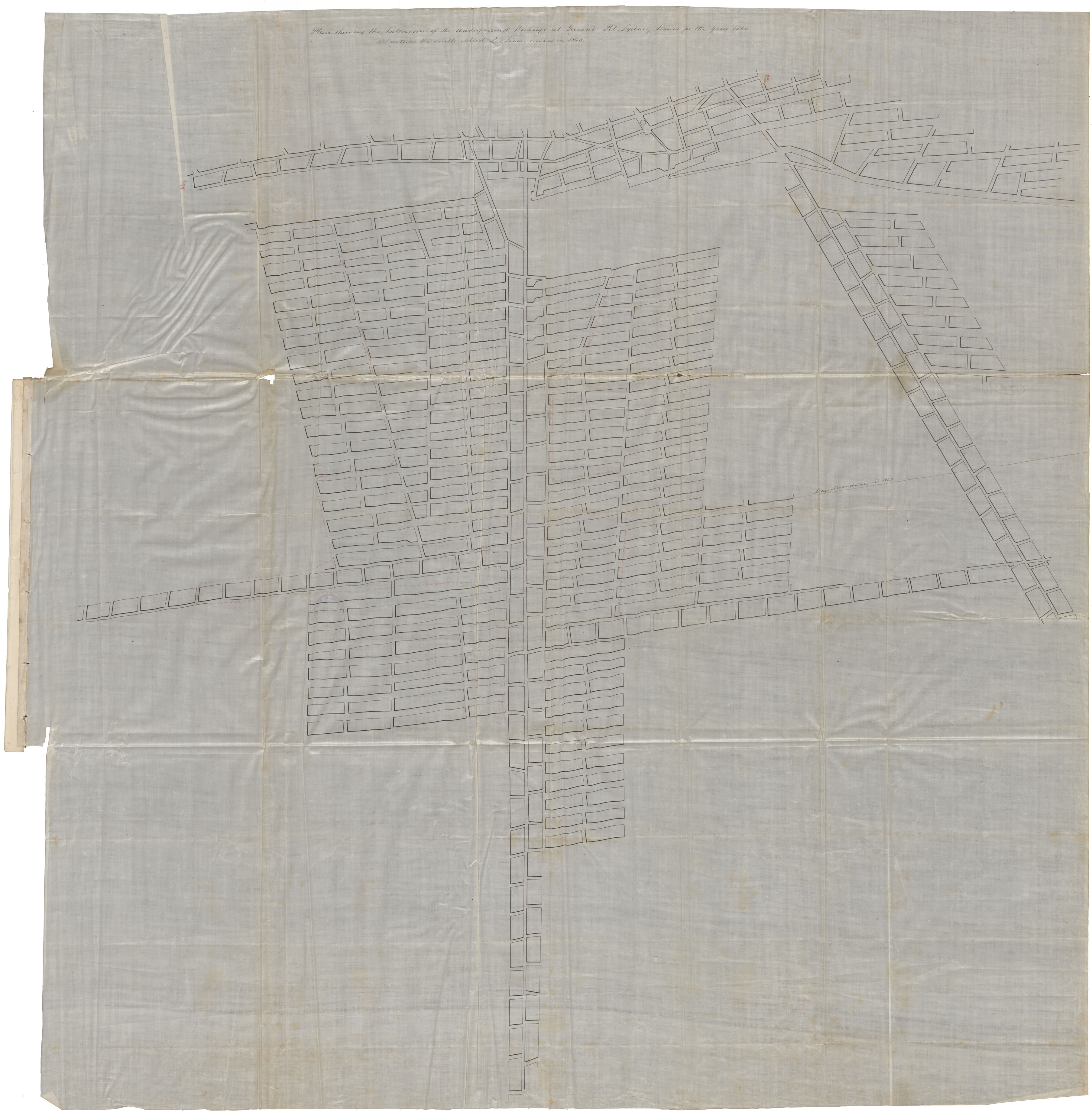 maps : Plan showing the Extension of the Underground Workings at Queens Pit, Sydney Mines for the Year 1860