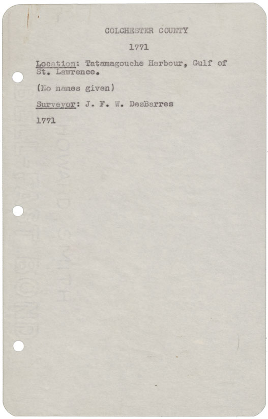 maps : Colchester County Tatamagouche Harbour, Gulf of St. Lawrence 1771