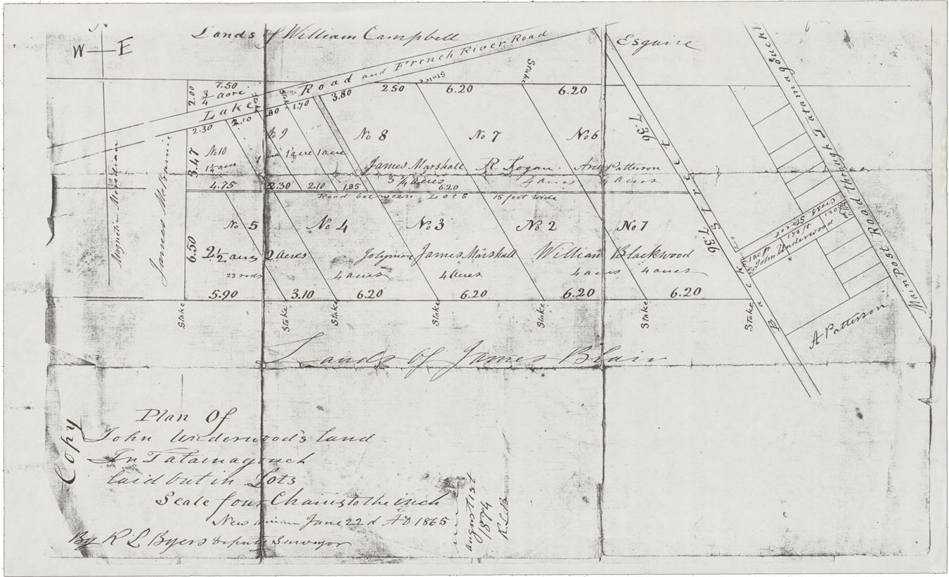 maps : Plan of John Underwoods Land in Tatamagouche laid out in Lots