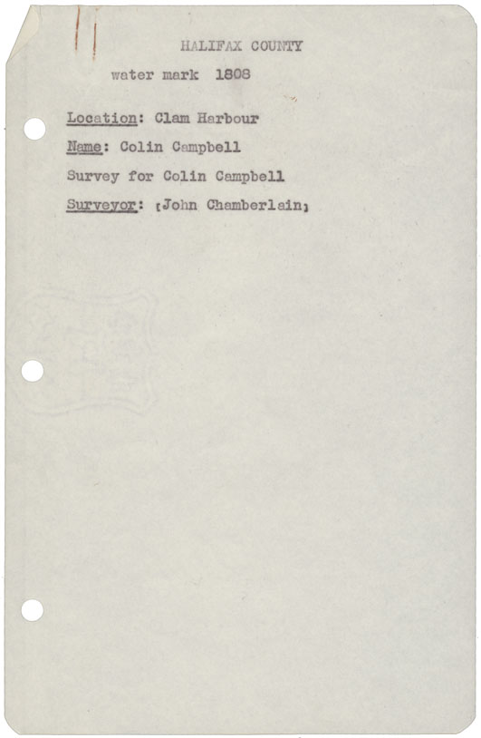 maps : Halifax County Clam Harbour w.m.1808