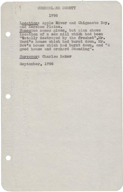 maps : Cumberland County Apple River and Chegnecto Bay and Keubo Plains 1796