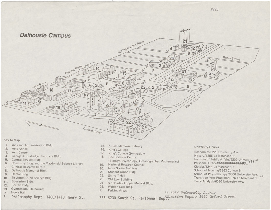 maps : Dalhousie Campus including Kings College, three dimensional with a key