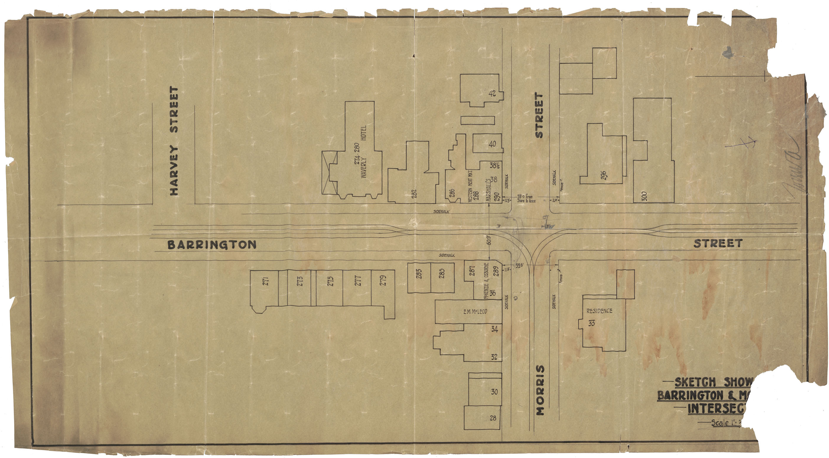 maps : Sketch showing Intersection of Barrington and Morris Streets