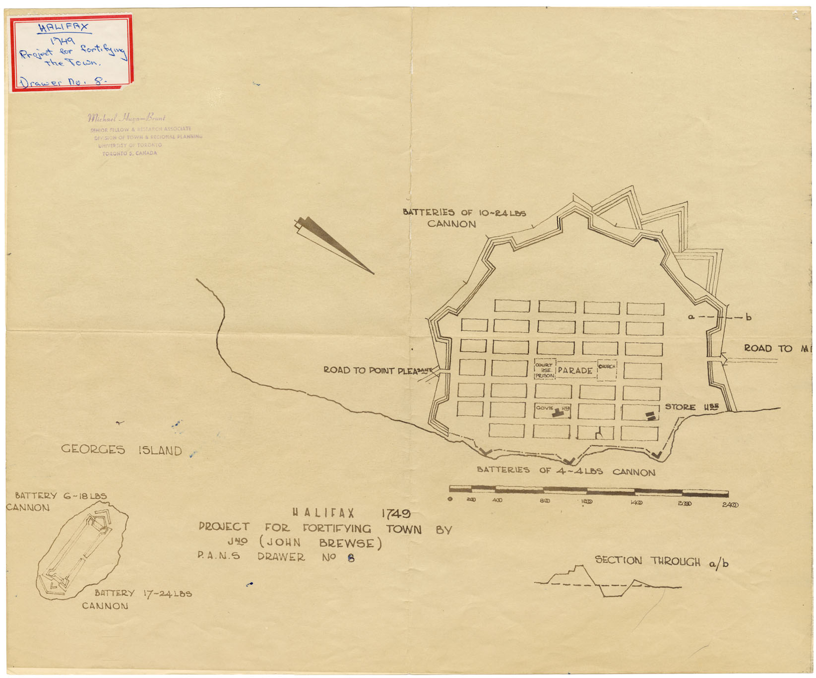 maps : Project for Fortifying the Town of Halifax in N.S. 1749