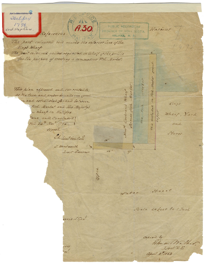 maps : Plan of the True and Proper Boundaries agreed to and established for and between the New Fish Market and His majestys Yard in Halifax