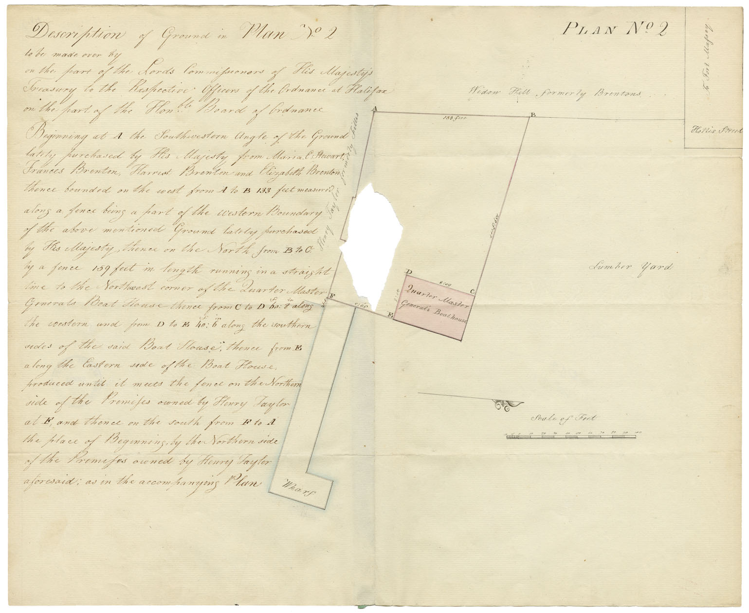 maps : Description of Land Adjoining H.M.Lumber Yard, Hollis at foot of South St