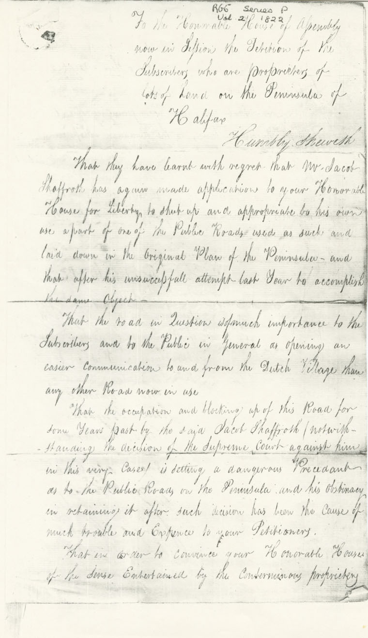 maps : Petition of John Merkel & others Lands at Richgmond Halifax