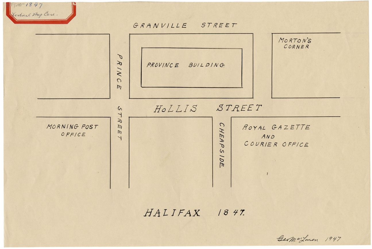 maps : Halifax 1847 Area around the Provincial Building downtown Halifax
