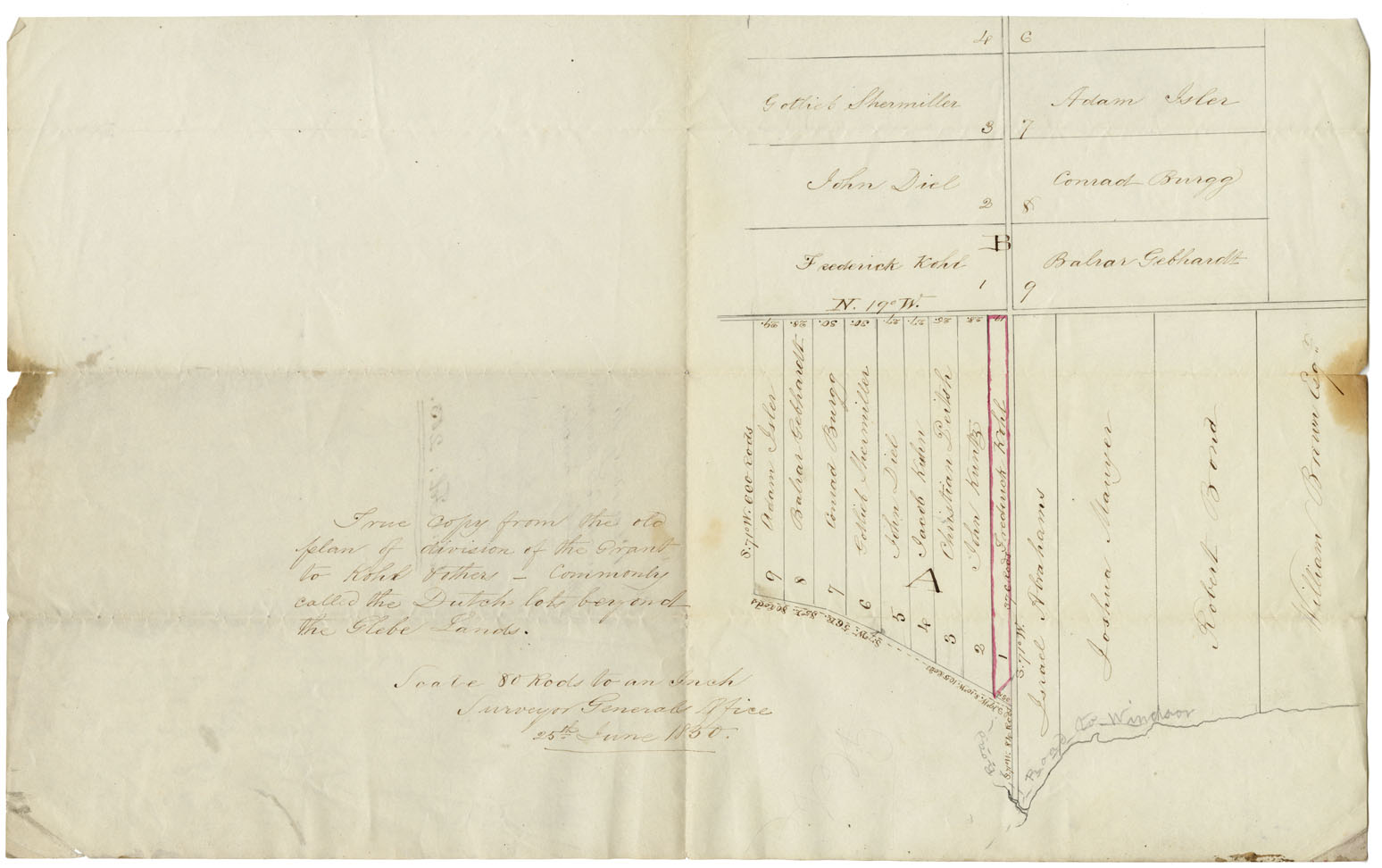 maps : Plan of the Dutch Lots beyond the Glebe Lands