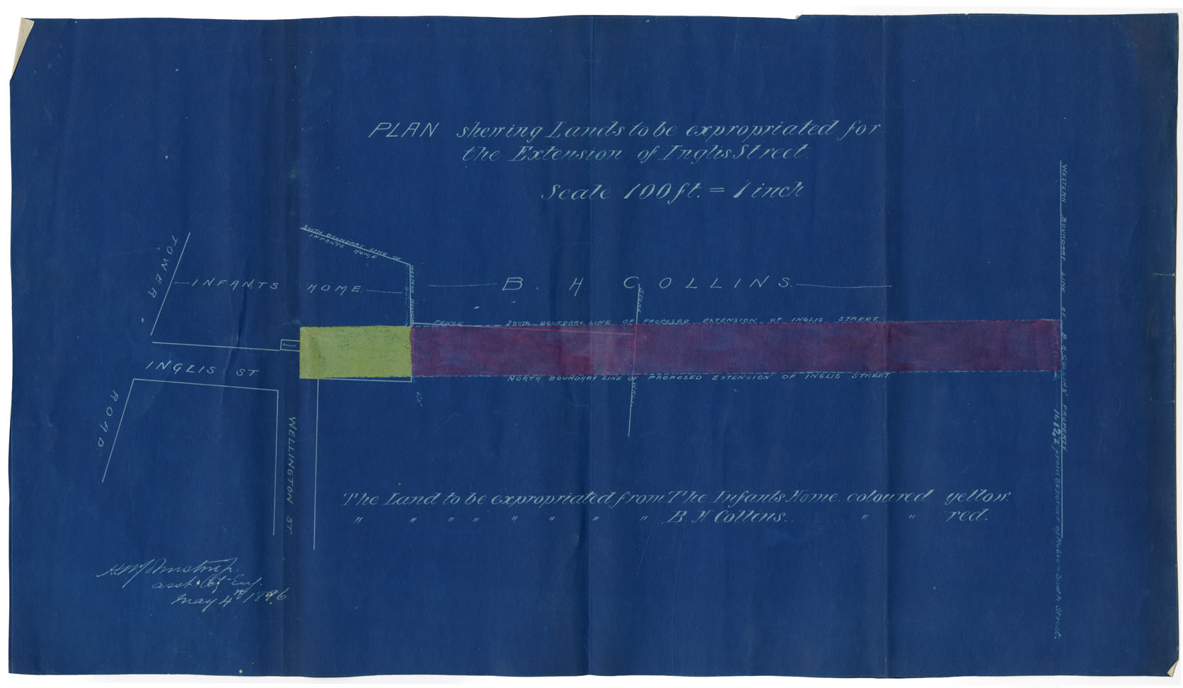 maps : Plan showing Lands to be Expropiated for the Extension of Inglis Street