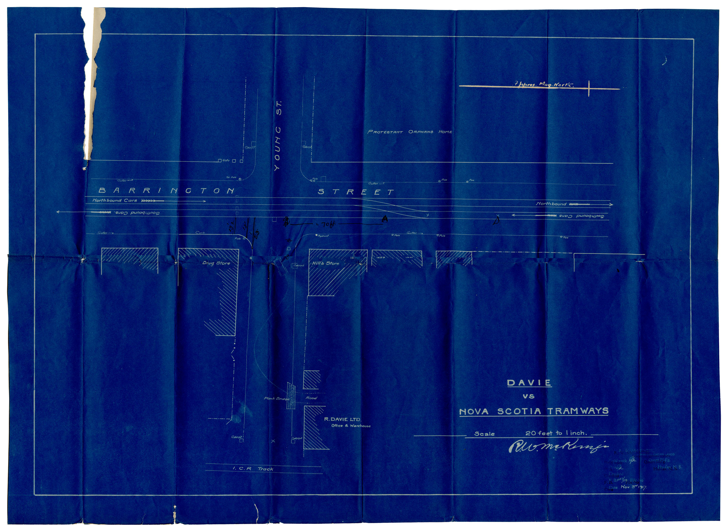 maps : N.S. Tramway & Power County Ltd Plan showing Intersection of Young St & Barrington St