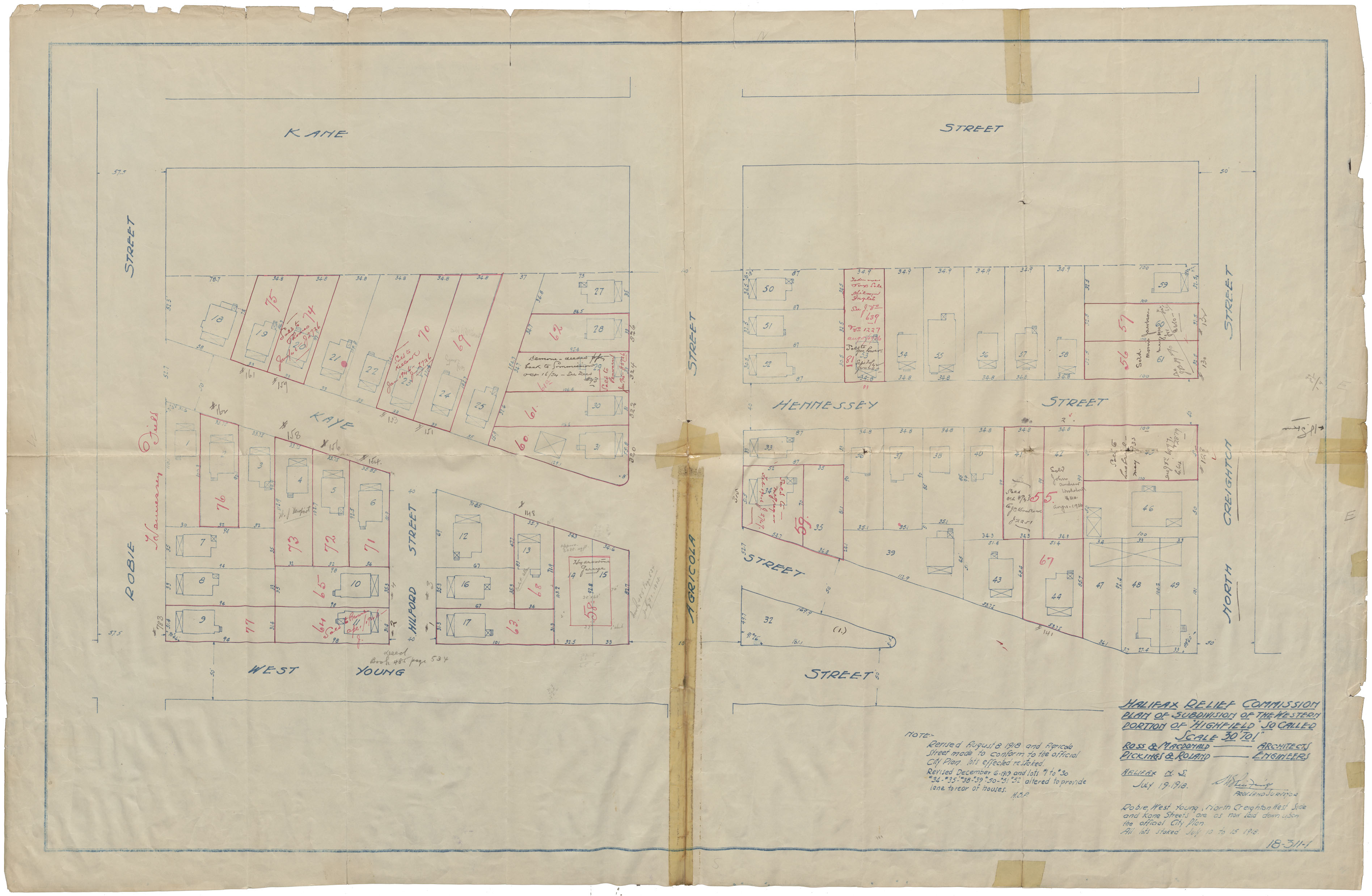 maps : Halifax Relief Commission Plan of Subdivision of the Western Portion of Highfield so called