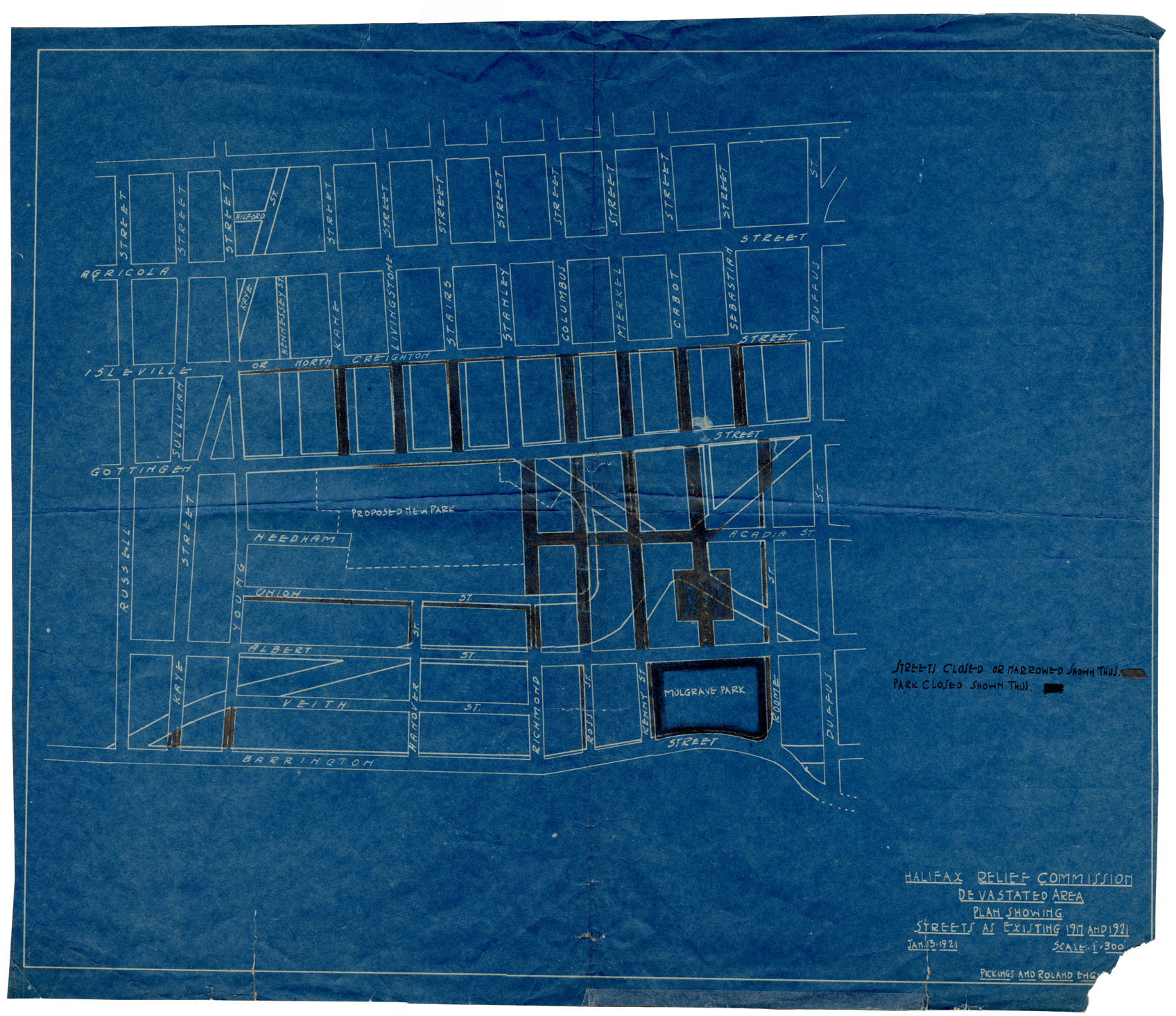 maps : Halifax Relief Commisssion Devastated Area: Plan Showing