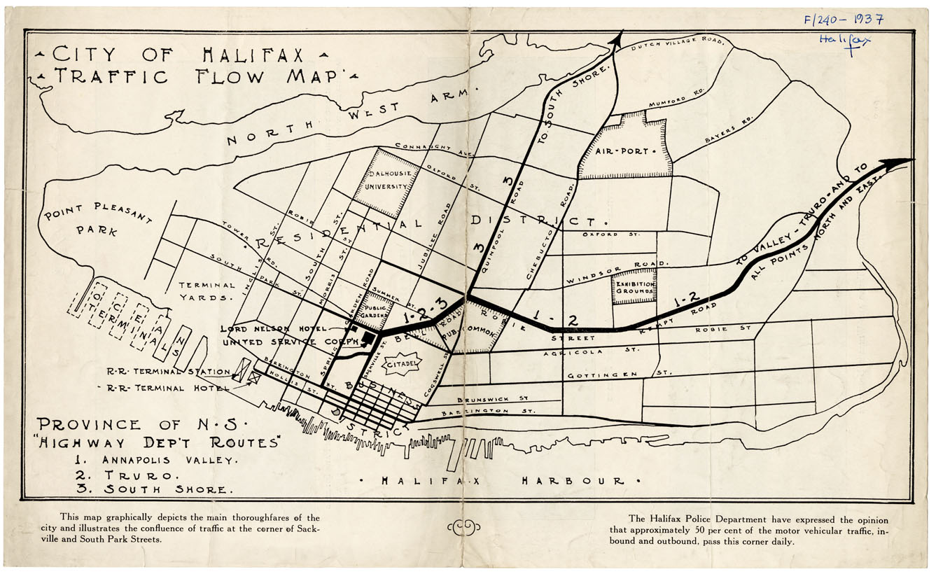 maps : City of Halifax Traffic Flow Map Province of N.S. Highway Dept Routes