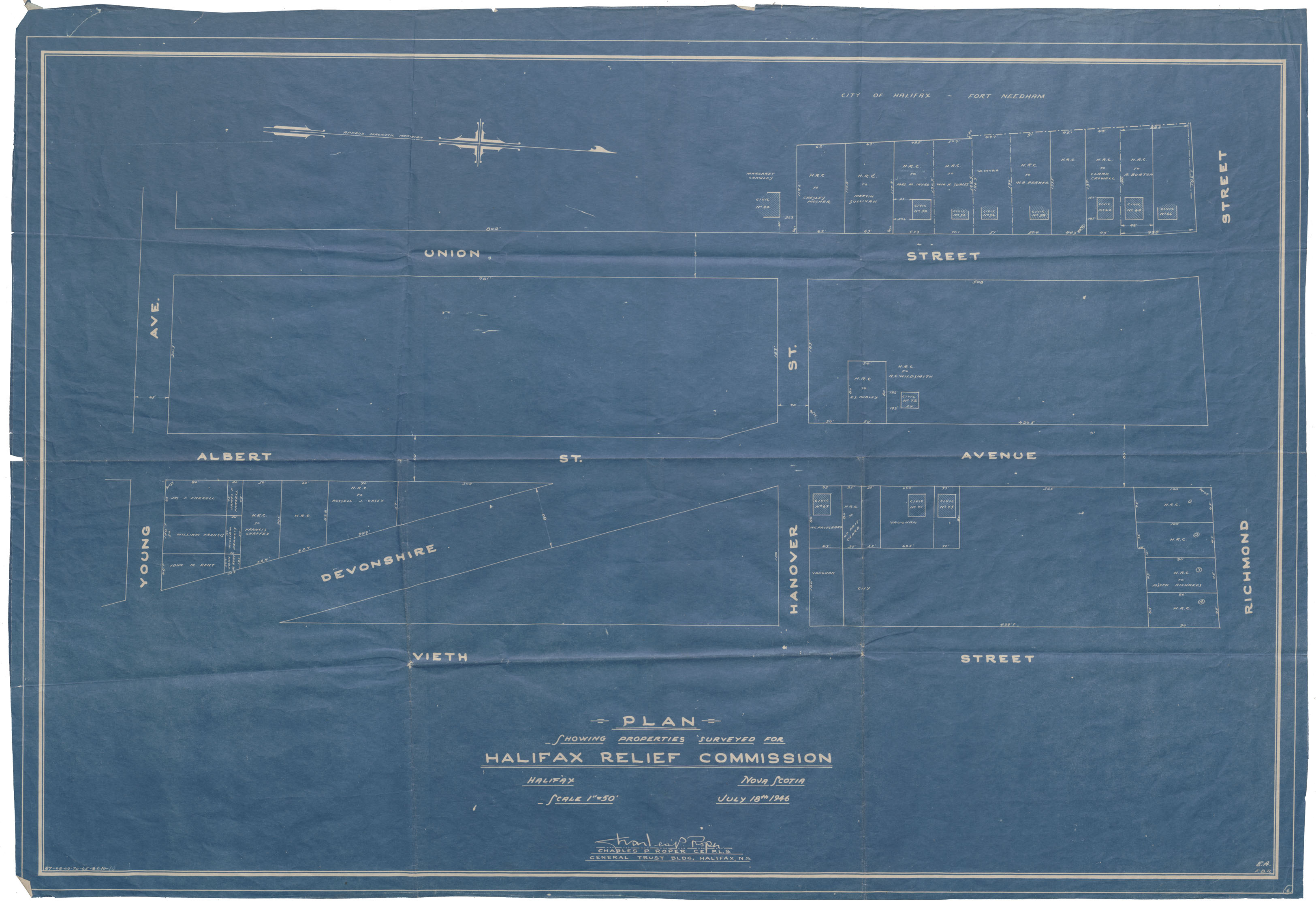 maps : Plan showing Properties Surveyed for Halifax Relief Commission