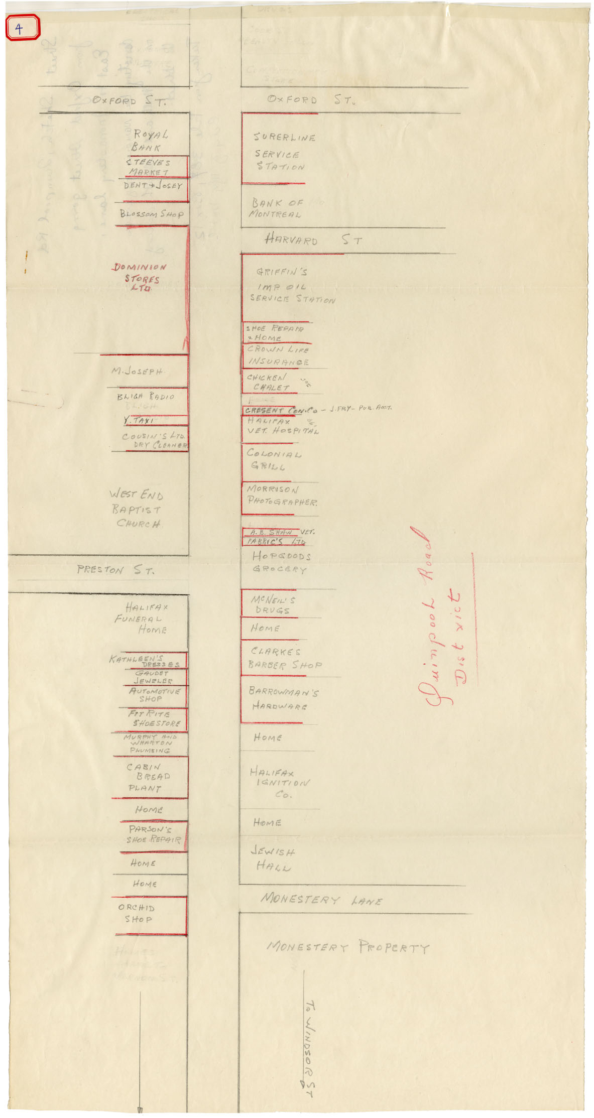 maps : Sketch Business District of Quinpool Road, Oxford Street to Monastery Lane