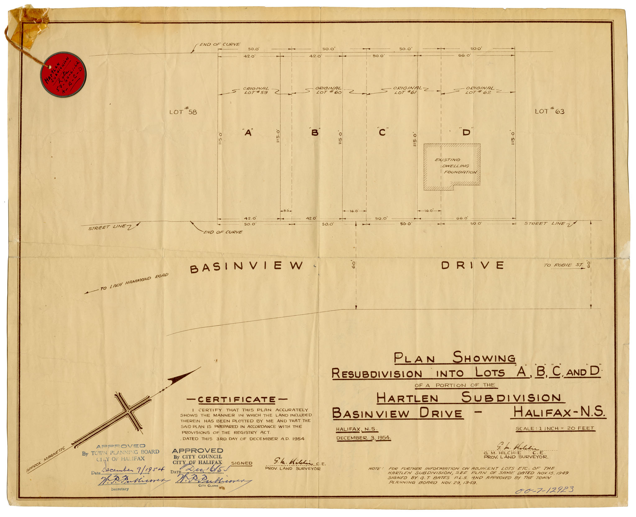 maps : Plan showing subdivisions into lots A, B, C, D of a Portion of the Hortlen Subdivision, Basinview Drive, Halifax Dec 3