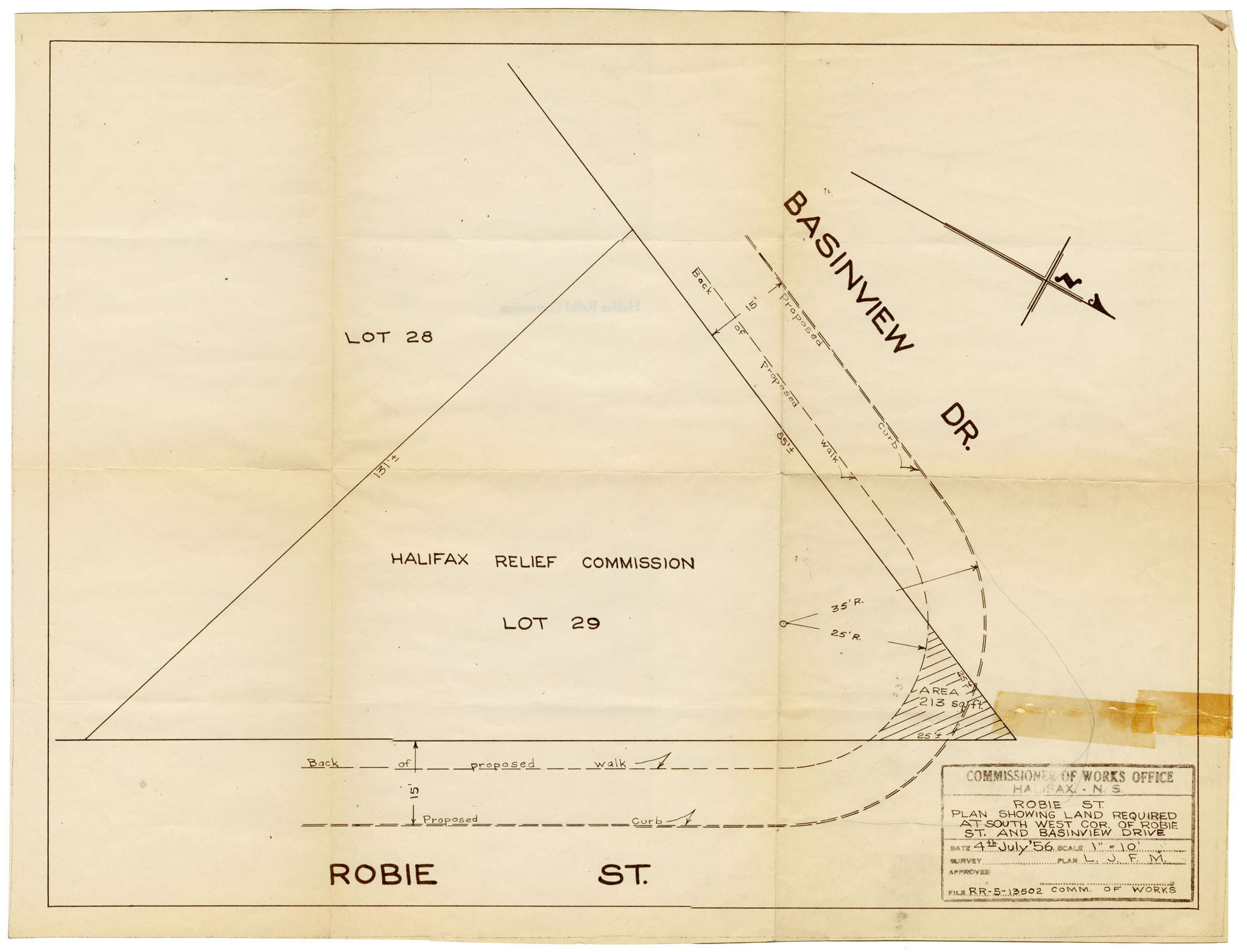 maps : Robie Street Plan showing Land Required at Southwest Corner of Robie Street & Basinview Drive