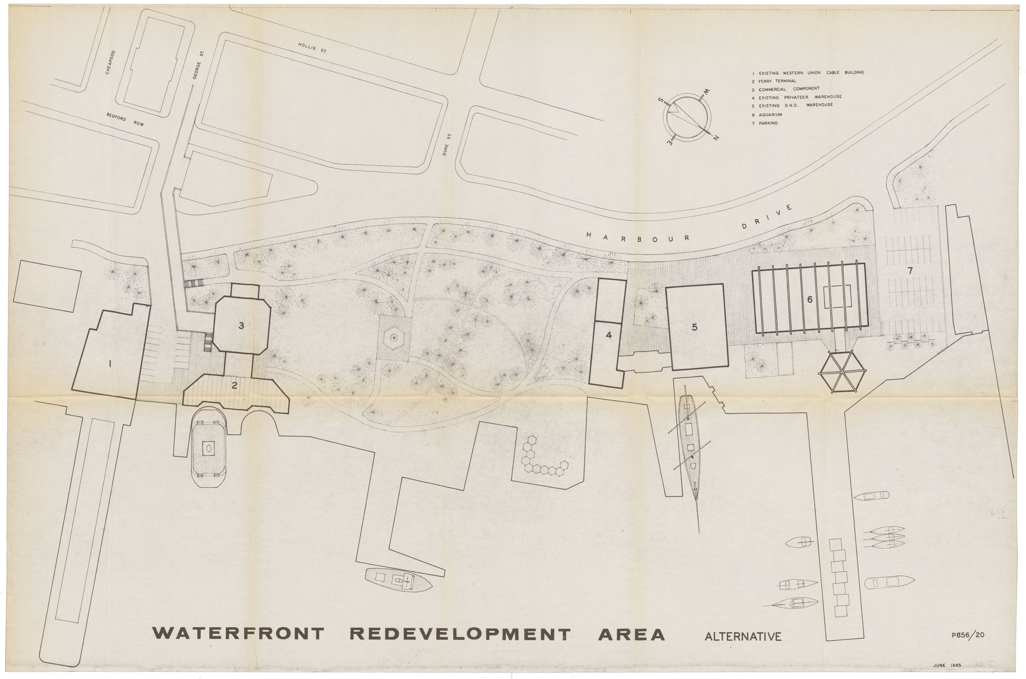 maps : Proposed: Waterfront Redevelopment Aerial View June 1965