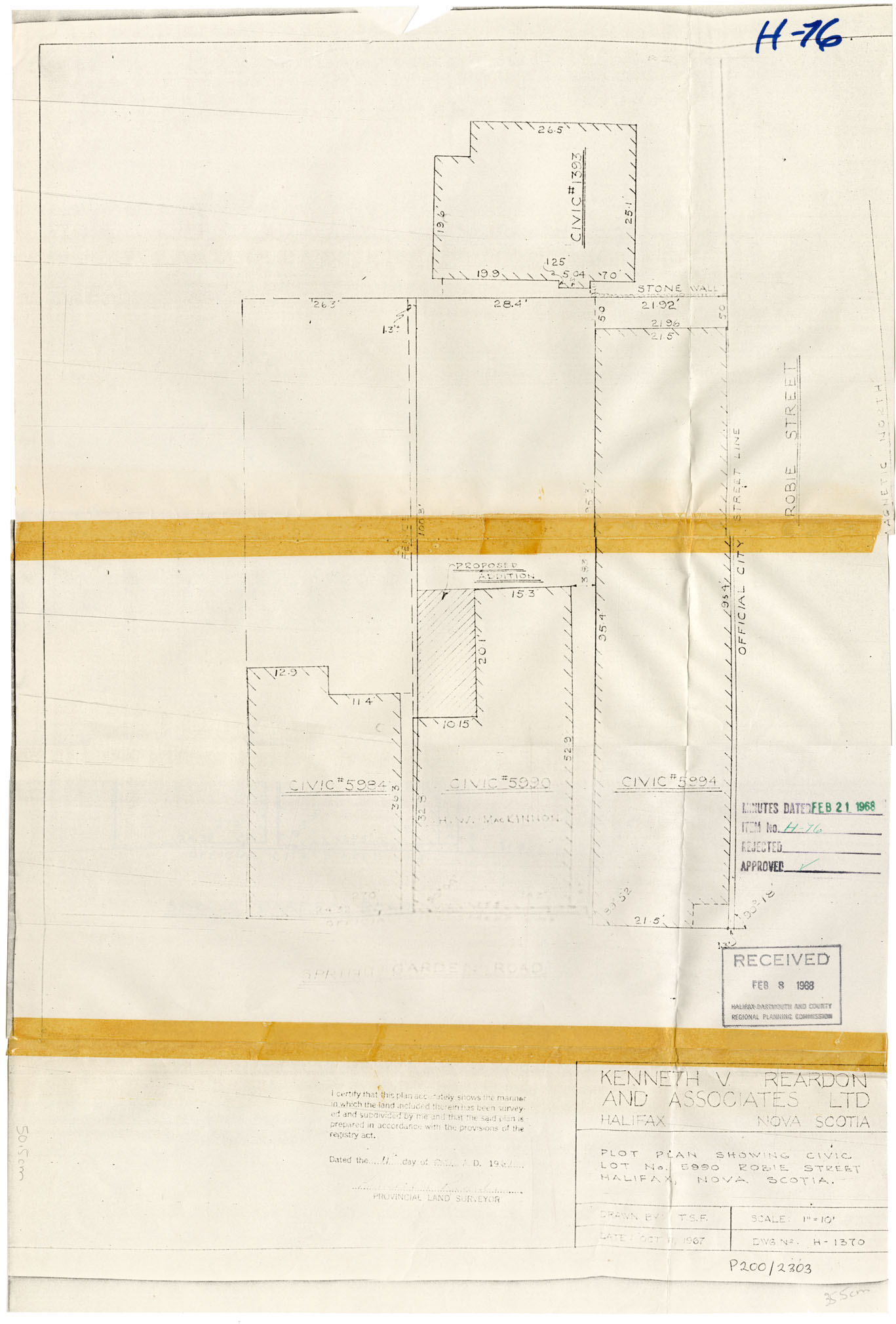 maps : Plot Plan showing Civic Lot No 5990 Robie St