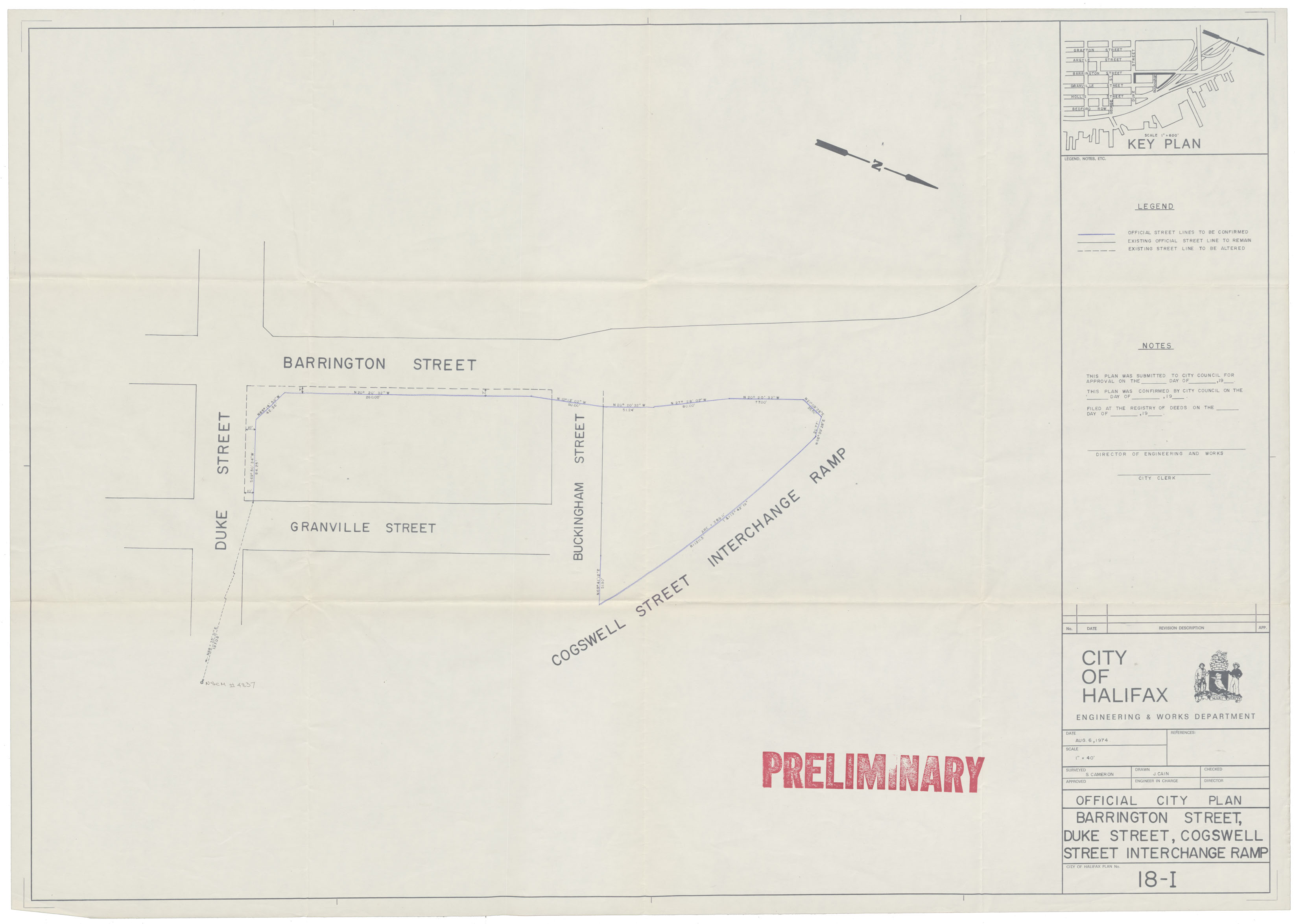 maps : Preliminary Official City Plan Barrington St, Duke St, Cogswell St Interchange Ramp: Plan No 18-1