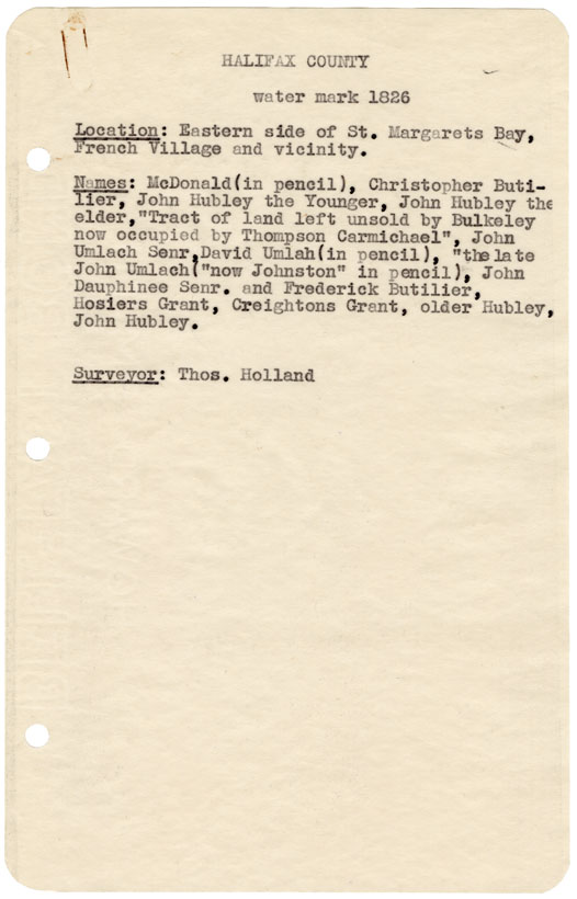 maps : Halifax County Eastern side of St Margarets Bay, French Village and vicinity wm.1826