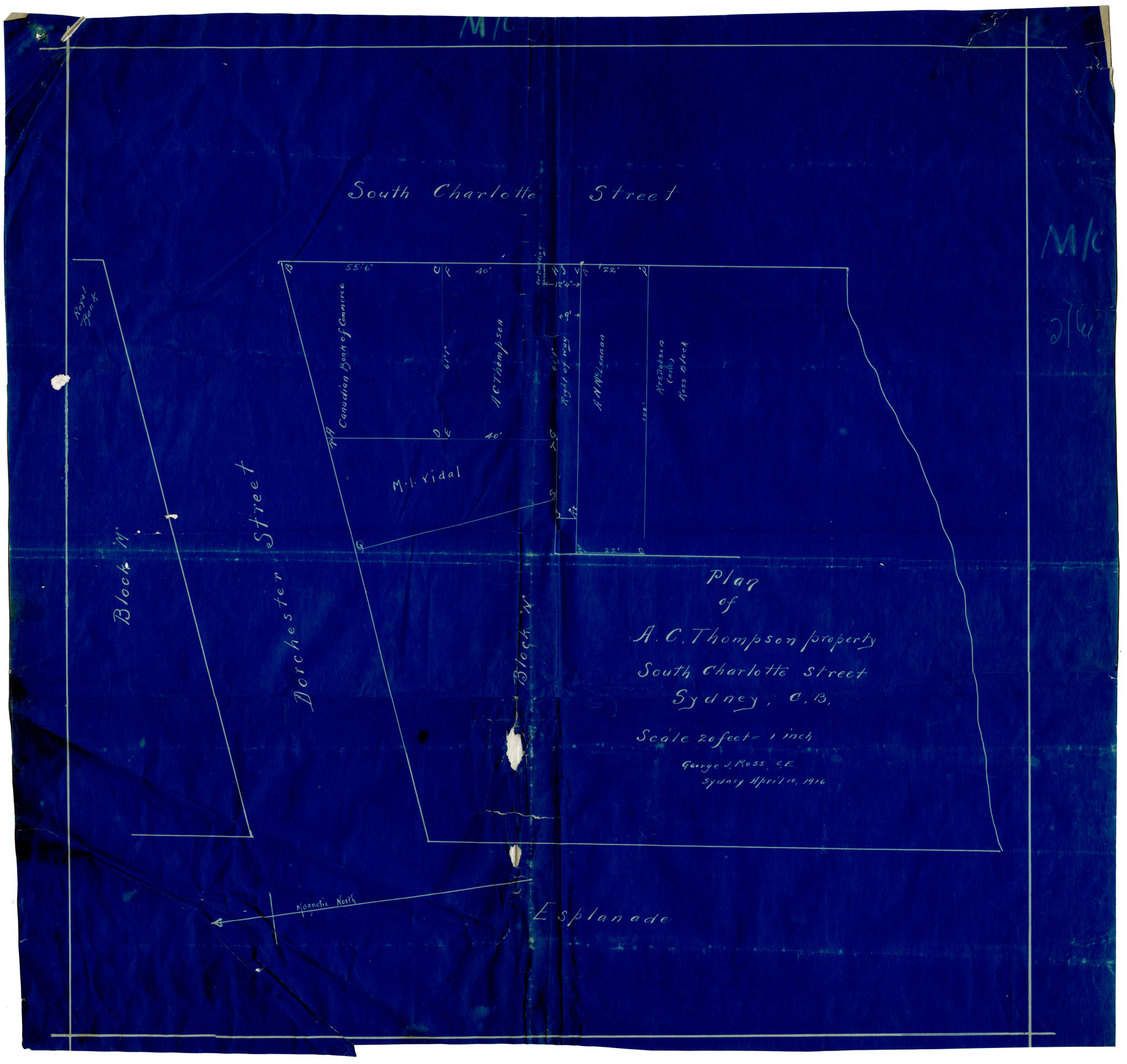 maps : Plan of A.C.Thompson Property South Charlotte St Sydney C.B.