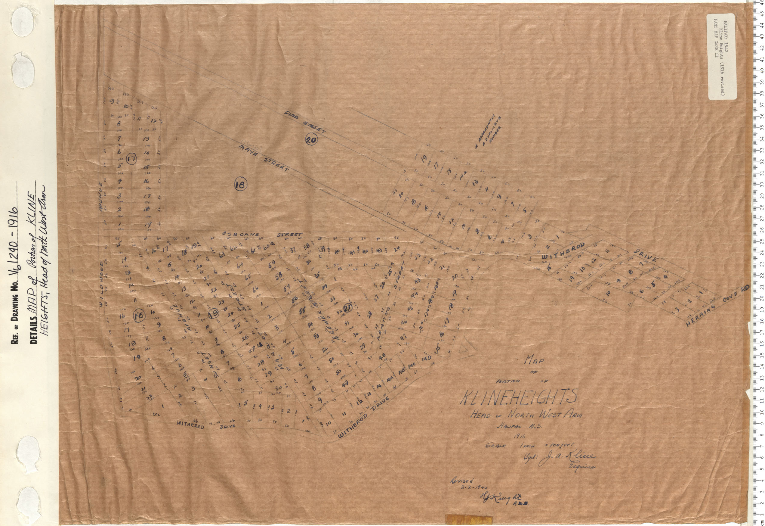 MAP of the Portion of KLINE HEIGHTS Head of North West Arm