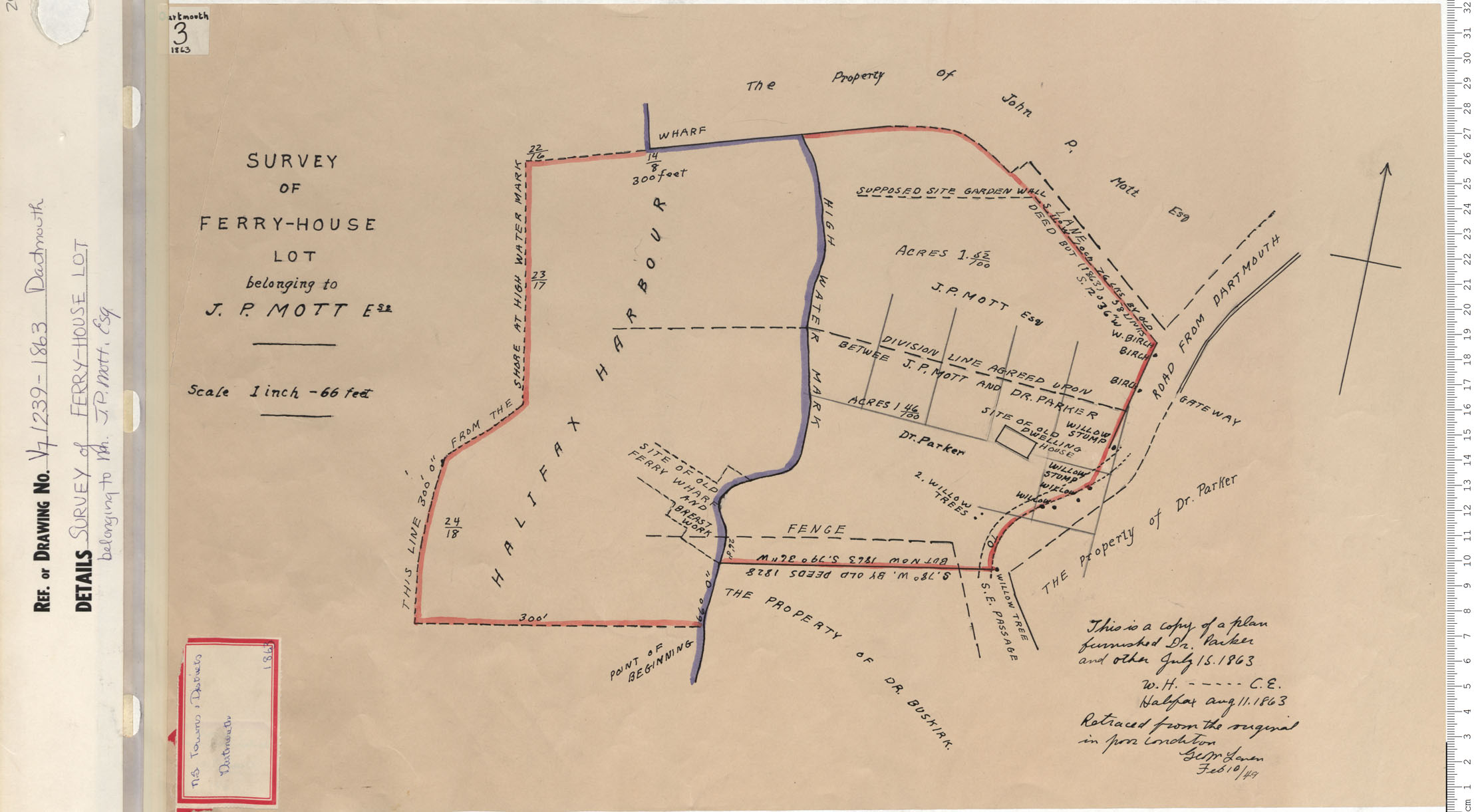 Survey of Ferry-House Lot belonging to J.P. Mott Esq.