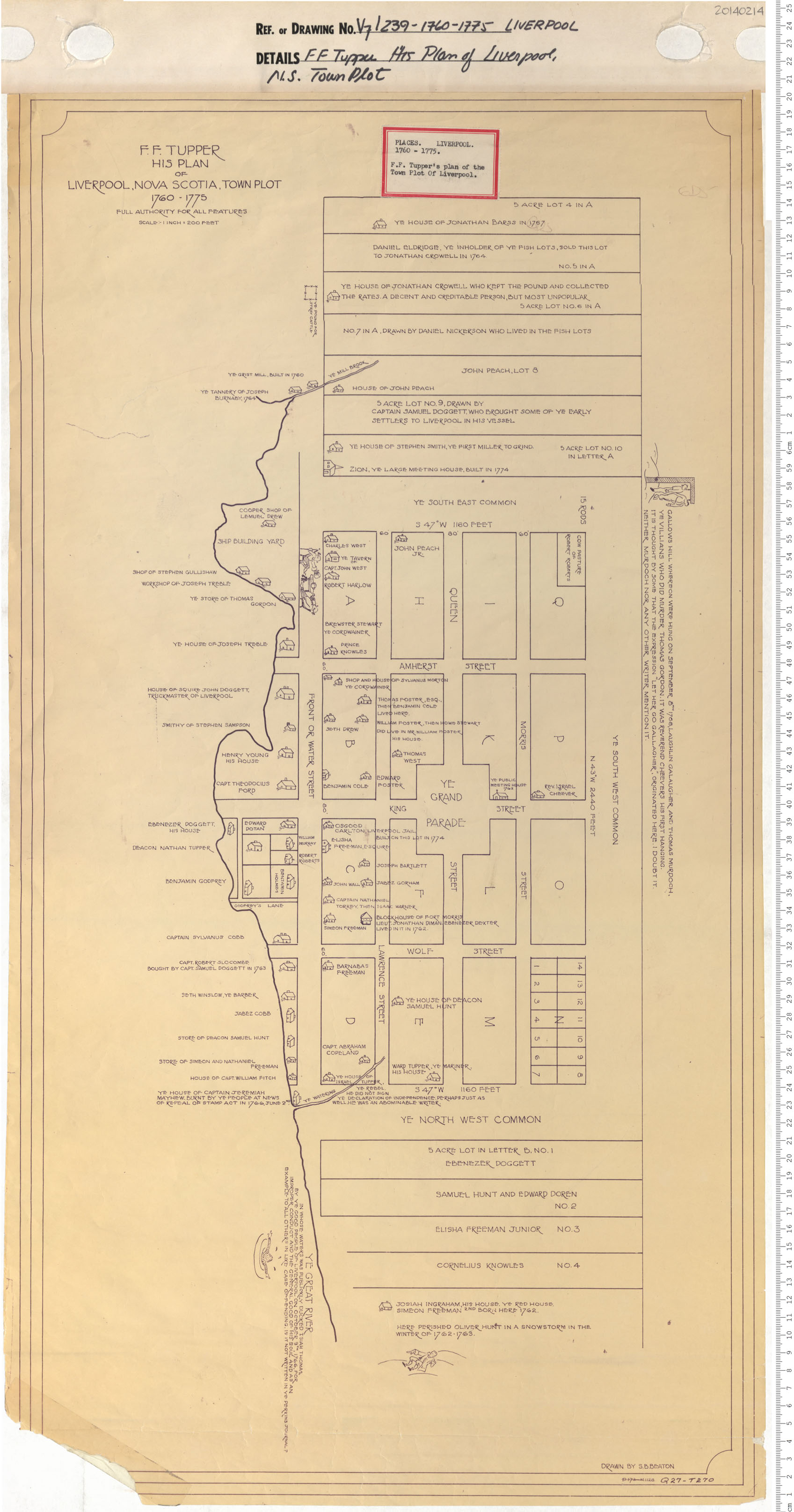 F.F. Tupper His Plan of Liverpool, Nova Scotia, Town Plot