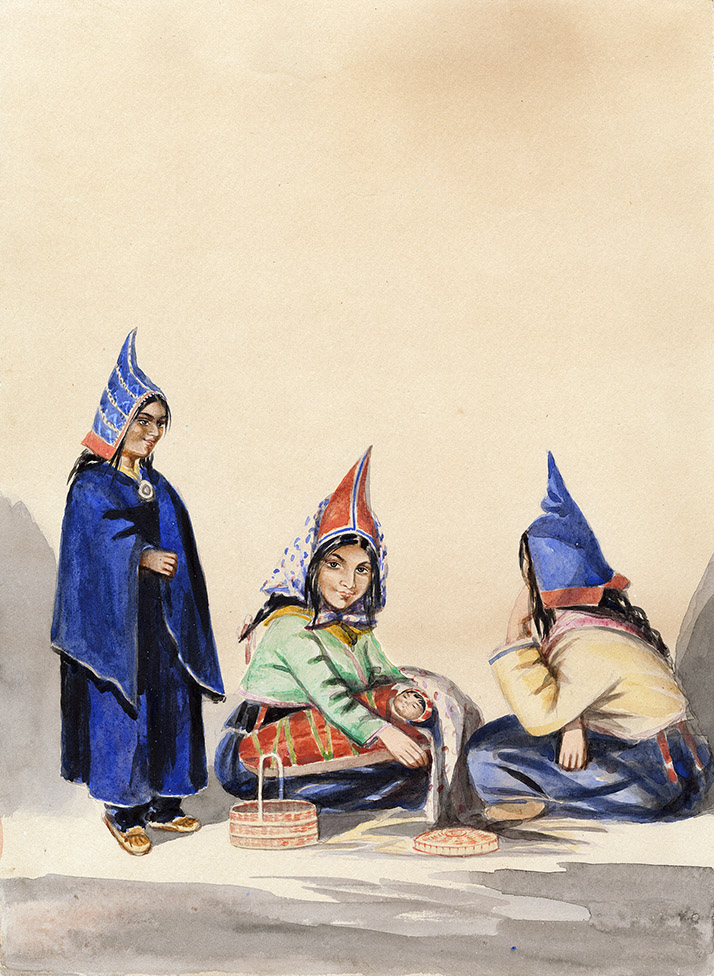 Three Mi'kmaq women with child