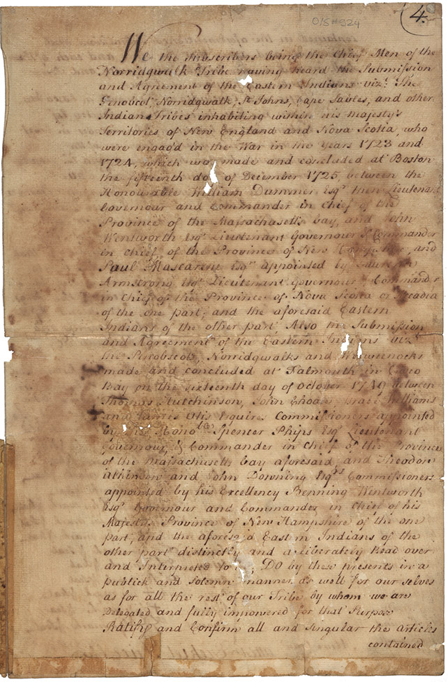 Ratification of former Treatys by the Norridgewolk Tribe at Casco Bay