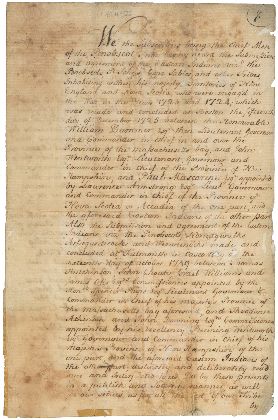 True copy of the 1754 Penobscot Ratification of the Treaty of 1725