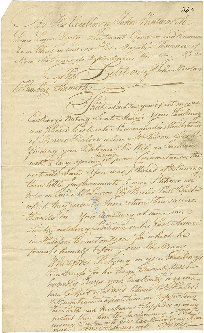 Petition of John Nowland for land