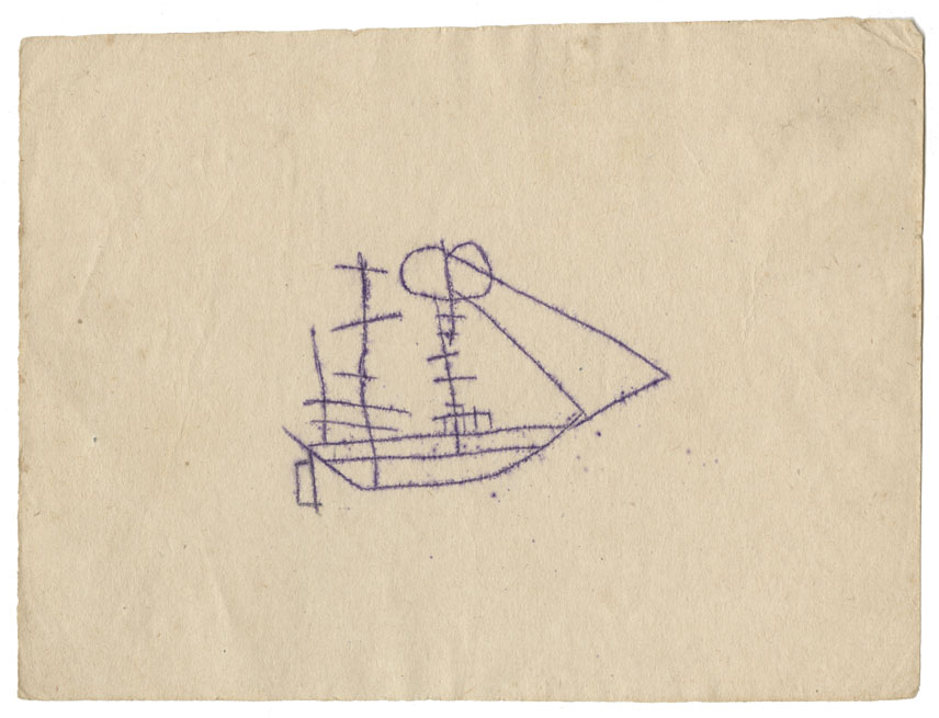 Tracing of a petroglyph of a full-rigged ship