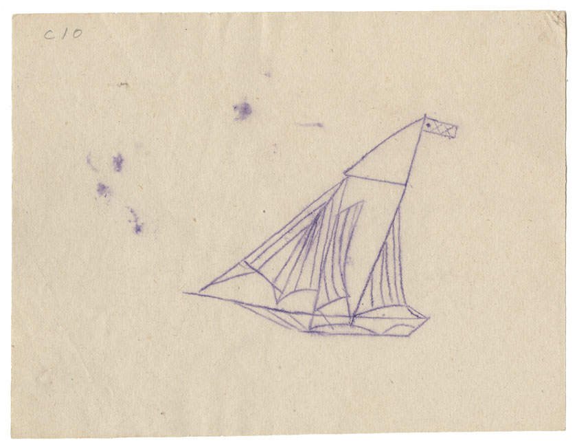 Tracing of a petroglyph of a schooner