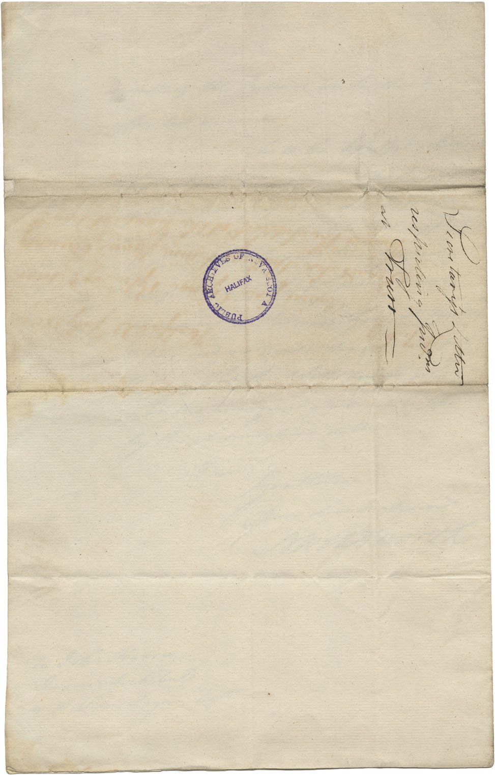 Letter of Sir John Wentworth informing John Harris, James Archibald and William Logan of the appointment of Col. Pearson and steps taken to relieve the Mi'kmaq. 