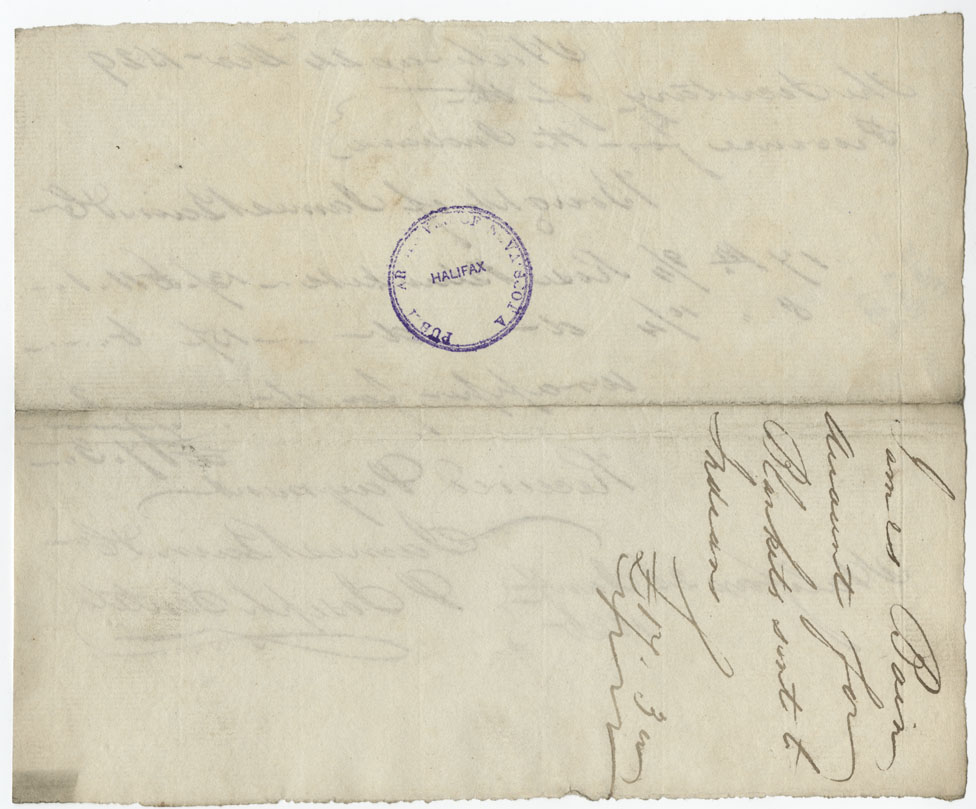 Receipt of James Bain and Co. and Joseph Sentell for £17-3-0 for blankets, from the Secretary of the Province for the Mi'kmaq. 