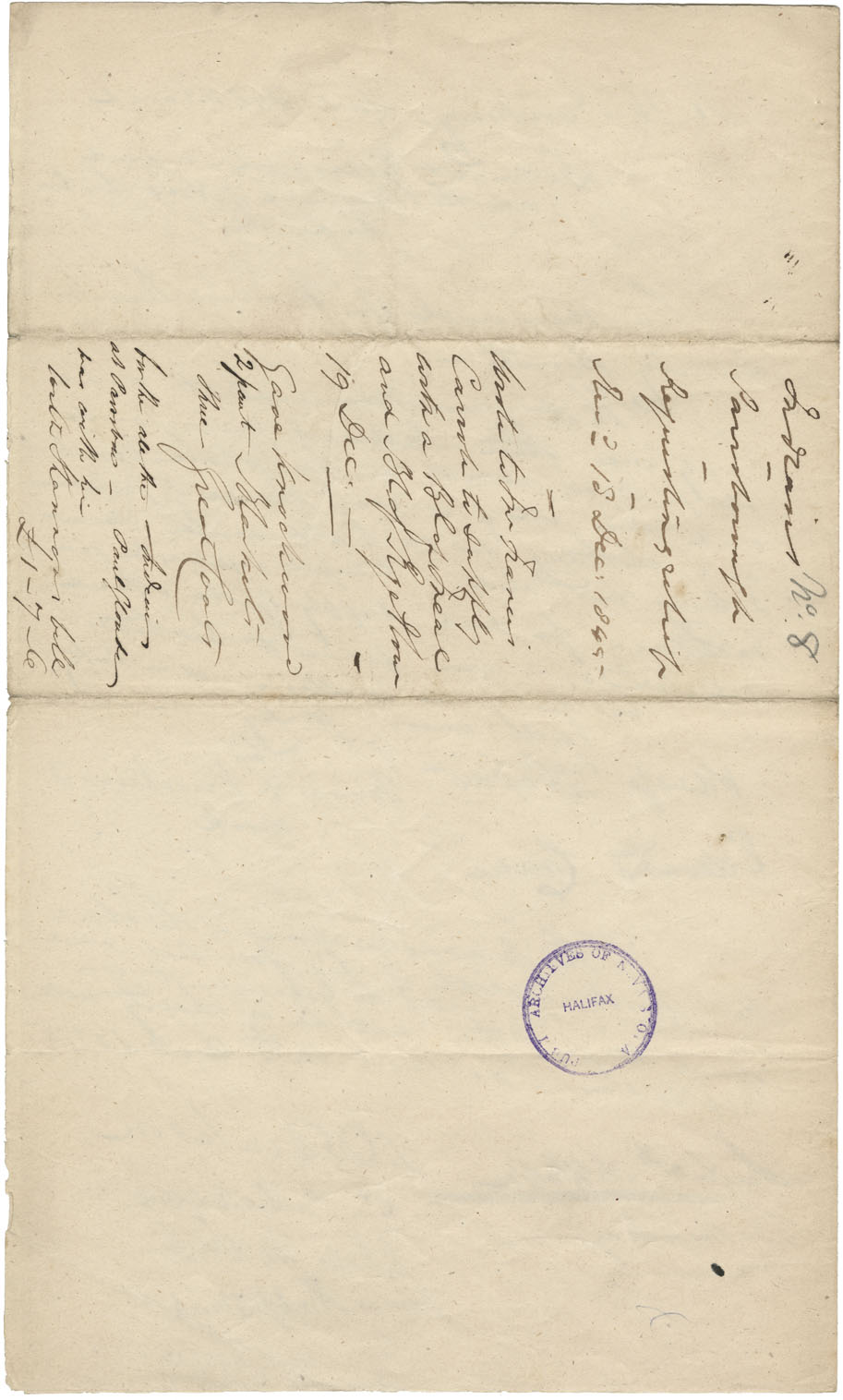 Correspondence relating to the relief of Parrsboro Mi'kmaq. 