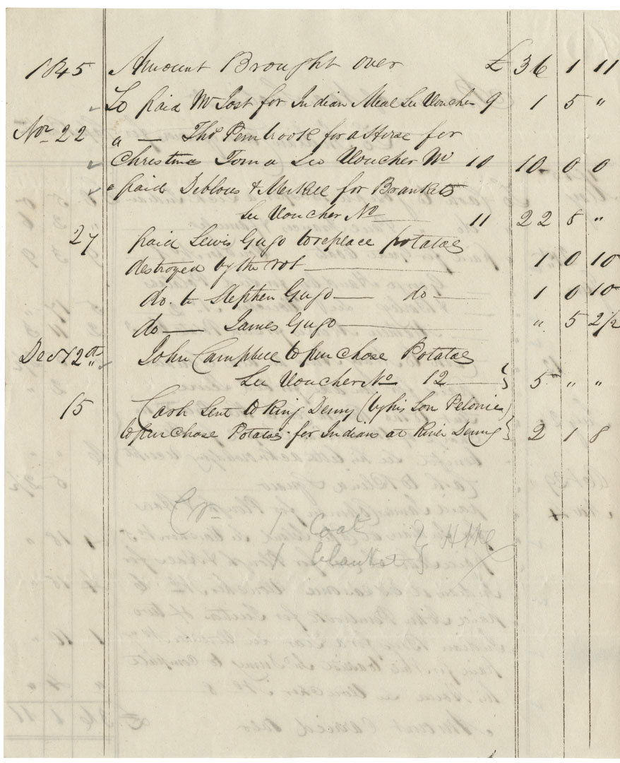 Bills and receipts relating to the relief of Cape Breton Mi'kmaq. 