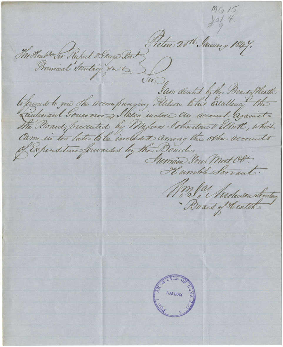 Expenditures on Pictou Mi'kmaq and account of druggists Johnston and Elliot.