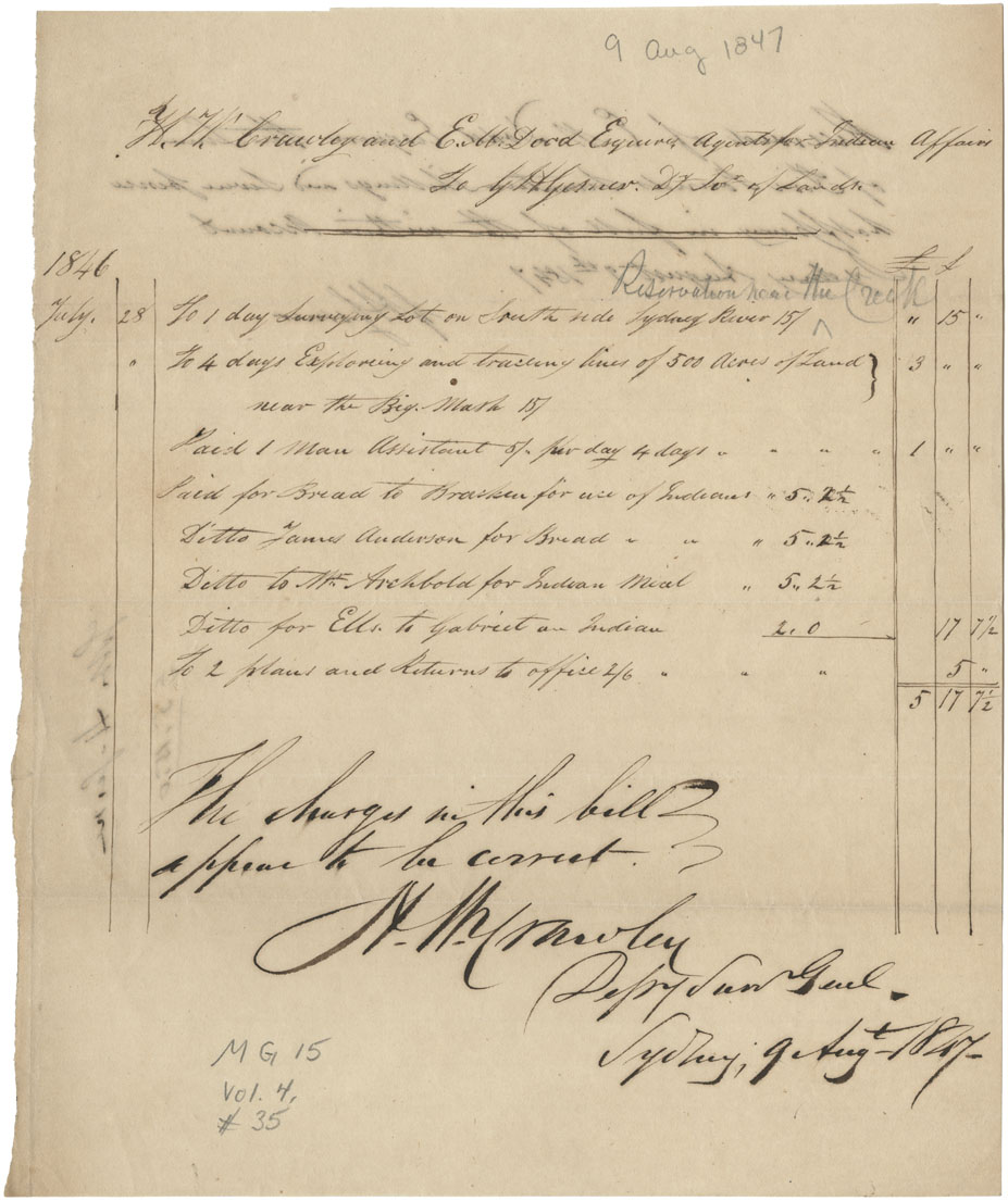 Account of money spent on relief for Mi'kmaq.