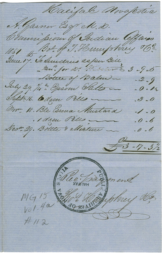Miscellaneous bills and receipts for Indian Affairs.